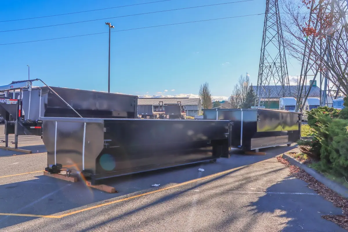 Roll-off dumpster ready for waste disposal at job site for Yard Waste Dumpster Rental in Hueytown